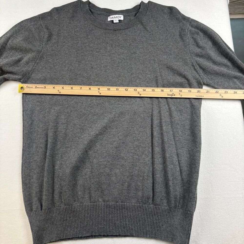 DAIMIDY Gray Short Sleeve Sweater Women’s Size L Lightweight Knit Top - Picture 4 of 6